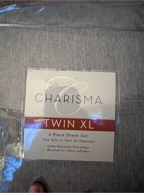 Charisma Twin XL 4-Piece Sheet Set in Gray